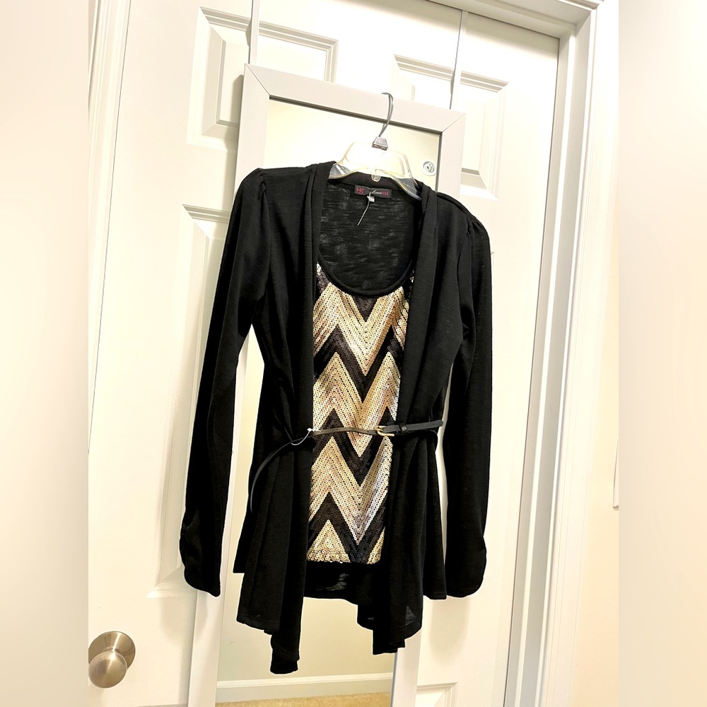 Black chrome and silver blouse